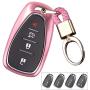 ROYALFOX(TM Pink TPU Smart Remote Key 2 3 4 5 6 Buttons Case Cover Fob for 2016 2017 2018 2019 2020 Chevrolet Malibu Camaro Cruze Traverse Spark Sonic Volt Bolt (Pink)