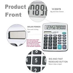 Calculator, BESTWYA Dual Power Handheld Desk Calculator with 12 Digit Large LCD Display Big Sensitive Button (Silver, Pack of 2)