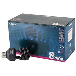 Sunlite 05647-SU CFL Black Light Bulb (BLB), Perfect for Halloween, Spiral Blacklight, 20 Watts, 120 Volts, Medium Base (E26), 463nm, UL Listed, 8 Pack, 8 Count