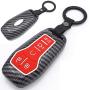 Royalfox(TM) 4 5 Buttons Carbon Fiber Texture Smart keyless Entry Remote Key Fob case Cover for Ford Mustang F-150 F-450 Explorer Taurus Fusion Edge,Lincoln MKZ MKC MKX (red)