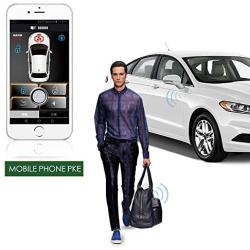 Smart Phone/Remote Key Double Control PKE Car Alarm System Passive Keyless Entry Remote Engine Start One Key Push Start Stop Button Shock Sensor Alarm (No Remote Start Only Lock/Unlock The Car)