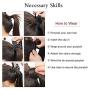 WOME Clip in Ponytail Extension Wrap Around Long Wavy Hair Dark Brown Color Fluffy Pony Tail 22 Inch Long Body Wave Magic Paste Heat Resistant Ponytail Black Hairpiece for Women
