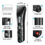 STOON Hair Clippers, Cordless Rechargeable Beard Trimmer Hair Trimmer for Men, Waterproof Hair Cutting Kit with LED Display & 2 Guide Combs (4 Adjustable Levels) for Family Use