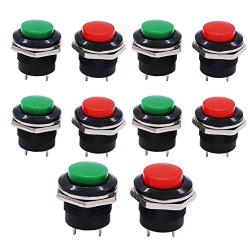 Twidec/10Pcs SPST AC250V/3A AC125V/6A Mini Momentary Push Button Switch Red+Green R13-507RG
