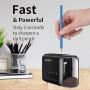 Battery Operated Pencil Sharpener, Heavy Duty Automatic Pencil Sharpener for Colored Pencils(6-8mm), Fast Sharpen, 3 Settings, for Kids, Office, School, Artist, Students