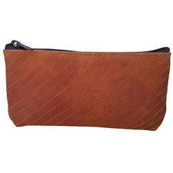 RK Genuine Leather Stationery Make-up Wrap Case Pouch Tobacco Battery Headphone Holder Pen Bag Pencil Case Makeup Pouch(Brown)