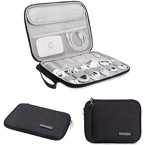 Electronics Organizer Travel Cable Bag, GANAMODA Electronics Accessories Case Cord Storage Bag for Gadget/Charger/USB/Phone/Mini Tablet and More, Black