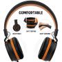 AILIHEN I35 Kid Headphones with Microphone Volume Limited 85dB Children Girls Boys Teen Lightweight Foldable Wired Headset for School Online Course Chromebook Cellphones Tablets (Black/Orange)