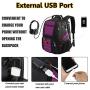 College Backpack, Extra Large Backpacks with USB Charging Port and Luggage Sleeve for Women and Men,TSA Friendly Travel Laptop Backpack,Anti-Theft Business Laptop Backpack Fits 17 Inch Laptops-Purple