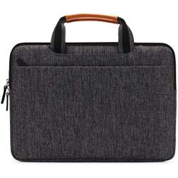 DOMISO 10.1 Inch Multi-Functional Laptop Sleeve Business Briefcase Messenger Bag with USB Charging Port for 10.1-10.5 Inch Laptop / Tablet / iPad Pro / iPad Air / Lenovo Yoga Book , Black Zipper