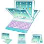 iPad Keyboard Case 9.7 for iPad 2018 (6th Gen) - 2017 (5th Gen) - iPad Pro 9.7 - iPad Air 2 & 1, 7 Color Backlit Keyboard Case/360 Rotate Wireless/BT Keyboard Case with Auto Sleep/Wake (Tiffany Blue)