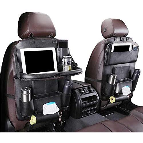 Car Back seat Organizer with Foldable Table Tray, PU Leather Car Back seat Organizer for Babies Toys Storage with Foldable Dining Table Holder Pocket for Baby and Kids