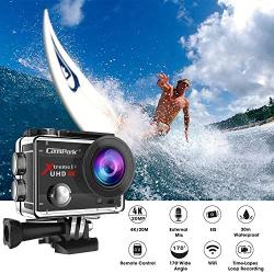 【2021 Upgrade】Campark 4K 20MP Action Camera EIS External Microphone Remote Control WiFi Waterproof Camera Webcam with 170° Wide Angle and 2 Batteries