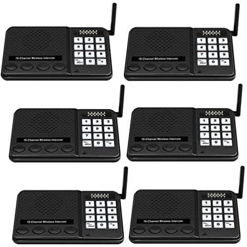 Intercoms Wireless for Home - GLCON 6 Pack Long Range 1 Mile Wireless Intercom System 10 Channel 3 Code - Room to Room Home Intercom System for Business House Office Gate Restaurant Elderly
