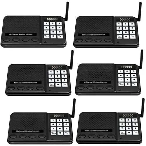 Intercoms Wireless for Home - GLCON 6 Pack Long Range 1 Mile Wireless Intercom System 10 Channel 3 Code - Room to Room Home Intercom System for Business House Office Gate Restaurant Elderly