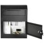 AdirOffice Heavy Duty Secured Safe Drop Box - Suggestion Box - Locking Mailbox - Key Drop Box - Wall Mounted Mail Box - Safe Lock Box - Ballot Box - Donation Box (Black)