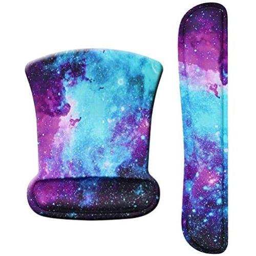 Mouse Pad with Wrist Support Set & Memory Foam Keyboard Wrist Rest Pad,iKammo Non Slip Gel Wrist Rest Mouse Pad for Gaming,Working,Office & Home(Galaxy Set)