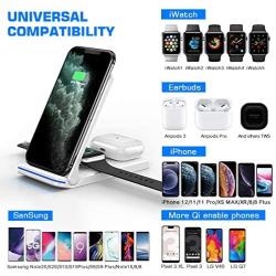 Wireless Charger, QTlier 3 in 1 Qi-Certified 15W Wireless Charging Station for Apple Watch se/6/5/4/3/2/1 Air pods, Charging Stand for iPhone 12/11/11pro/X/XS/XR/Xs Max/8/8 Plus/Samsung (White)