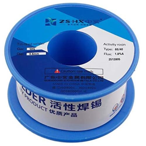 ZSHX 60/40 Tin Lead Rosin core solder wire for electrical soldering (0.6mm 50g)