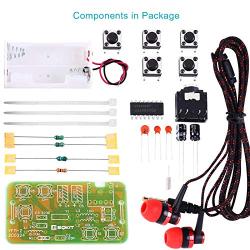 WHDTS FM Stereo Radio Module w/Earphone DIY Kit Adjustable 76-108MHz Wireless Receiver DC 3V for Soldering Practice Electronics Learning & Decoration