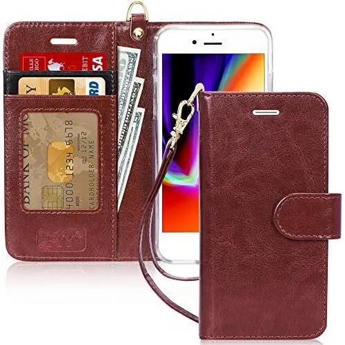 FYY Case for iPhone 7/8/SE 2020, Luxury PU Leather Wallet Phone Case with Card Holder Flip Cover for iPhone 7/iPhone 8/iPhone SE 2020 (2nd Gen) 4.7 inch - Dark Brown