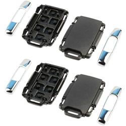 Chrome Key Fob Keyless Entry Remote Shell Case & Pad fits Chevy Silverado Colorado/GMC Sierra Canyon 2014 2015 2016 2017 (M3N-32337100), Set of 2