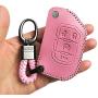 Alegender Pink 4Buttons Flip Key Cover Case Fob Leather Skin Bag Remote Jacket Protector Fit for 2018 2019 2020 Jeep Wrangler JL JLU Rubicon Gladiator JT 68292944AA