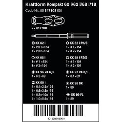 Wera - 5347108001 347108 Kraftform Kompakt VDE 60 i/62 i/68 i/18 Insulated Blade Set