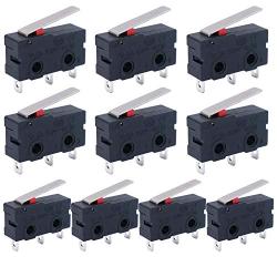 Twidec /10Pcs Mini Micro Limit Switch 5A 125 250V AC SPDT 1NO 1NC Short Lever Arm Switch Snap Action Button Type 3 Pins KW11-3Z02