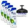 Head and Shoulders Anti Dandruff Shampoo Set: (4 Pack) Head N Shoulders 2 in 1 Green Apple Fresh Dandruff Treatment Shampoo & Shower Shampoo Scalp Scrubber Massage Brush