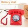 Corded Telephone Retro Rotary Dial Wired Telephone Vintage Desktop Landline Telephone(Red)