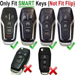 Blue TPU Key Fob Case Holder Jacket Protector for Ford Fusion F-150 Edge Explorer Mustang Lincoln MKZ MKC 2/3/4/5 Buttons Smart Key(NOT fit Flip/Folding key)