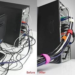 PASOW 50pcs Colourful Reusable Fastening Wire Cable Ties Organizer Cord Cable Tie Rope Holder for Laptop PC TV 7 Inch (Multi-Colour)