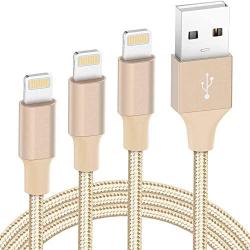 Lightning Cable MFi Certified - Quntis iPhone Charger 3Pack 3ft 6ft 10ft Nylon Braided USB Fast Charging Cord Compatible with iPhone 11 Pro X Xs Max XR 8 7 6 Plus iPad Pro Airpods and More, Gold