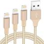 Lightning Cable MFi Certified - Quntis iPhone Charger 3Pack 3ft 6ft 10ft Nylon Braided USB Fast Charging Cord Compatible with iPhone 11 Pro X Xs Max XR 8 7 6 Plus iPad Pro Airpods and More, Gold
