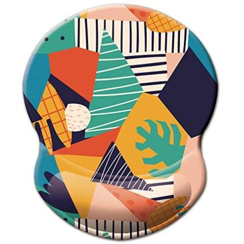 ITNRSIIET Mouse Pad, Ergonomic Mouse Pad with Gel Wrist Rest Support, Floral Mousepad with Lycra Cloth, Non-Slip PU Base for Gaming Computer, Laptop, Home, Office & Travel, Abstract Plant