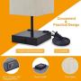 3-Way Touch Control Dimmable Bedside Lamp,Hansang Modern Table Lamp with 2 USB Charging Ports,2 AC Outlets,Nightstand Lamp Square Fabric Lampshade for Bedroom,Living Room,Dimmable LED Bulb Included