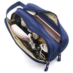 HONSKY Medium Water Repellent Travel Electronics Accessories Gadget Cable Cord Organizer, Hanging Cosmetic Makeup Toiletry Zipper Space Storage Bags Cases Pouch for Kid Women Men, Blue