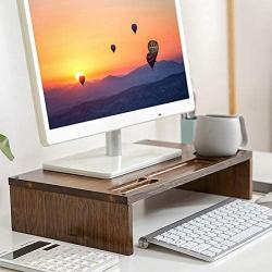 16 inch Computer Monitor Riser Stand - Desk Storage Organizer for Home and Office Computer Desk Laptop Cellphone Printer Stand Desktop Container (Brown)