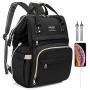 HLMBB Diaper Bag Backpack, Large Capacity for Baby Multifunction Waterproof USB Port (1.Black)