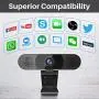 3 in 1 Webcam - C980 Pro Webcam 1080P, 2 Speakers & 4 Built-in Omnidirectional Microphones Arrays, Webcam with Microphone for Video Conferencing Streaming, Noise Reduction, Plug & Play, w/Cover