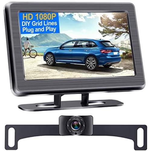 DoHonest S01 HD 1080P Backup Camera with 4.3 Inch Monitor Kit, Easy Installation for Cars,Trucks,SUVs,Vans IP69 Waterproof Super Night Vision Guide Lines DIY Driving/Reversing Use