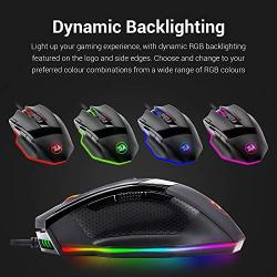 Redragon M801 PC Gaming Mouse LED RGB Backlit MMO 9 Programmable Buttons Mouse with Macro Recording Side Buttons Rapid Fire Button for Windows Computer Gamer (Wired, Black)