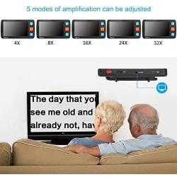 Koolertron Digital Video Magnifier,Handheld Portable Electronic Reading Aid Support AV Output to TV with 4X/8X/16X/32X Zoom Multiple 17 Kinds Color Mode, etc (5 inch, Black)