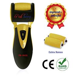 Electric Callus Remover for feet, Rechargeable, Electronic Foot File Pedicure Tools for Men, Professional Pedi Feet Care, feet Scrubber for Dead, Hard Cracked Dry Skin, 3 Rollers Included (Gold)