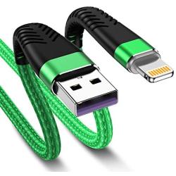 [ Apple MFi Certified ] 1Pack 16ft iPhone Charger Cord, 5M Long Lightning Cable 16 Foot, High Fast iPhone Charging Cable Cord with Metal Connector for iPhone 11/11Pro/11Max/XS/XR/XS Max/8/7/6/5S Green
