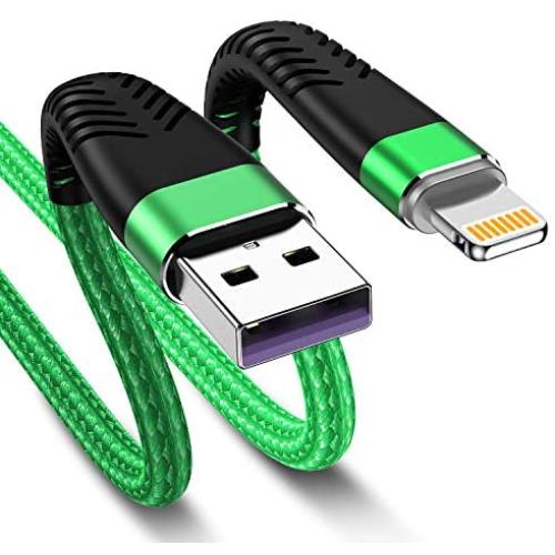 [ Apple MFi Certified ] 1Pack 16ft iPhone Charger Cord, 5M Long Lightning Cable 16 Foot, High Fast iPhone Charging Cable Cord with Metal Connector for iPhone 11/11Pro/11Max/XS/XR/XS Max/8/7/6/5S Green