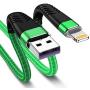 [ Apple MFi Certified ] 1Pack 16ft iPhone Charger Cord, 5M Long Lightning Cable 16 Foot, High Fast iPhone Charging Cable Cord with Metal Connector for iPhone 11/11Pro/11Max/XS/XR/XS Max/8/7/6/5S Green