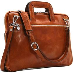 Floto Firenze Slim Leather Briefcase Attache Messenger Bag Small