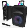 Wireless Portable PA Speaker System - 700 W Battery Powered Rechargeable Sound Speaker and Microphone Set with Bluetooth MP3 USB Micro SD FM Radio AUX 1/4'' DJ lights - For PA / Party - Pyle PSUFM1280B